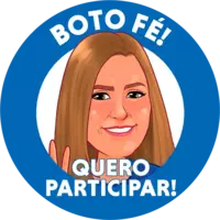 Imagem escrito 'quero participar' com a foto da Tati em formato de cartoon